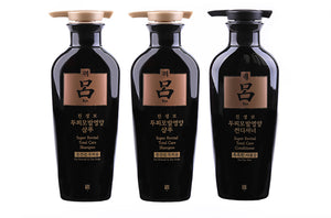 Ryo Anti-dropping, moisturizing, strong hair roots, Korea Ryo Lu Hei Lu, shampoo and conditioner set 2 wash and 1 care 400ml*3